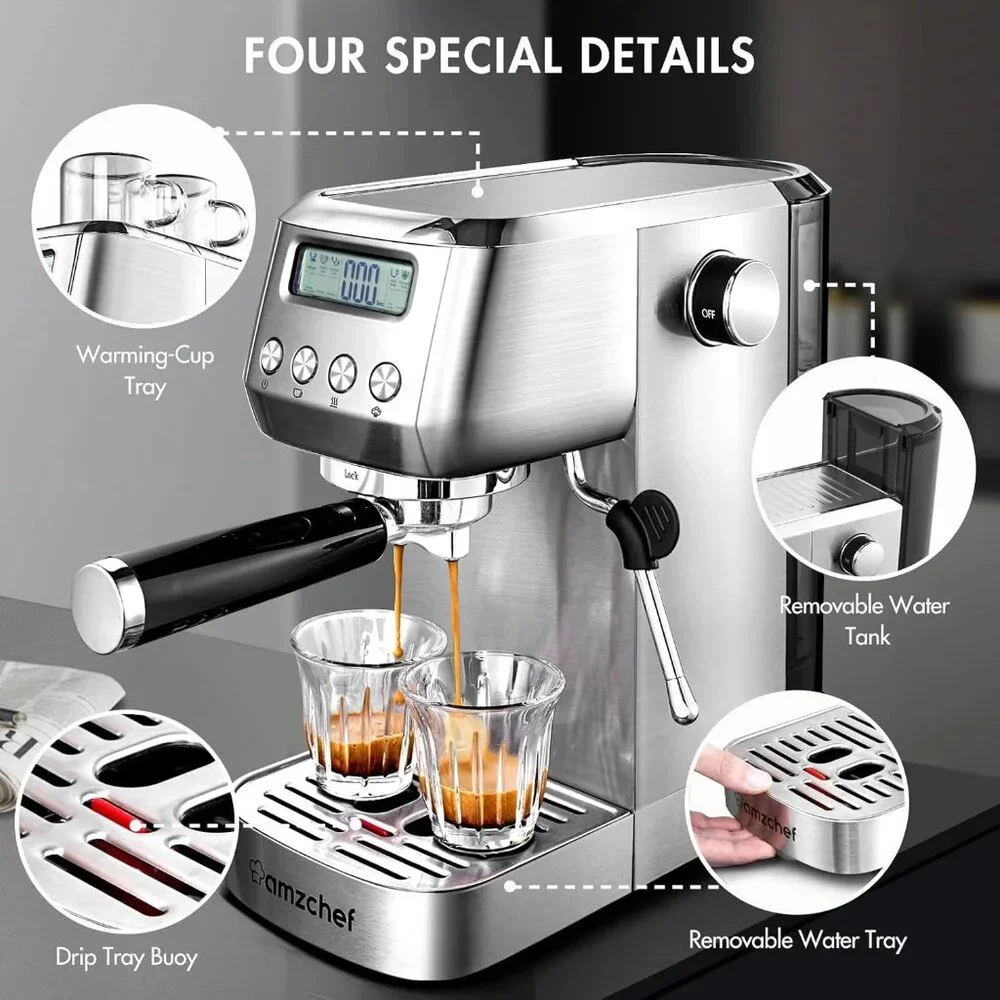 New in Box! Espresso Machine - 20bar, Milk Frother, LCD Control Panel, Adj. Temp - Picture 2 of 16